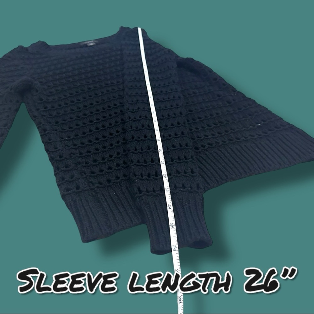EUC HALOGEN Open Knit Crew Neck Sweater in Black. Size XXS - Picture 9 of 12